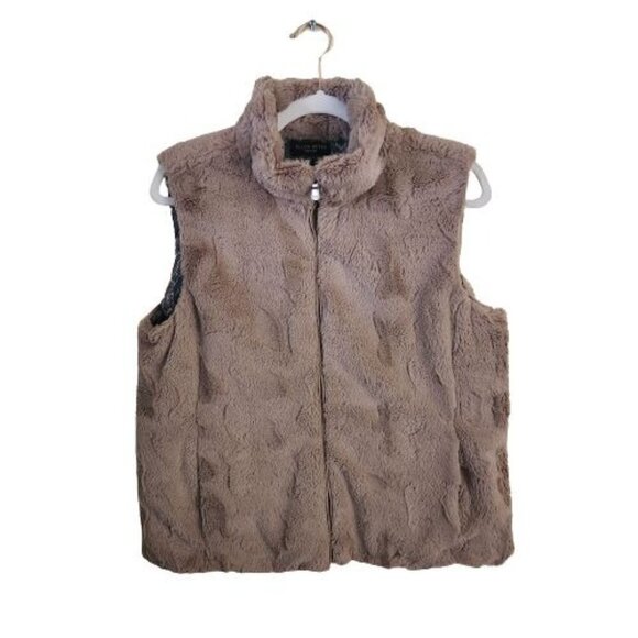 Ellen Reyes Beige Faux Fur Vest Size PL - Picture 1 of 5